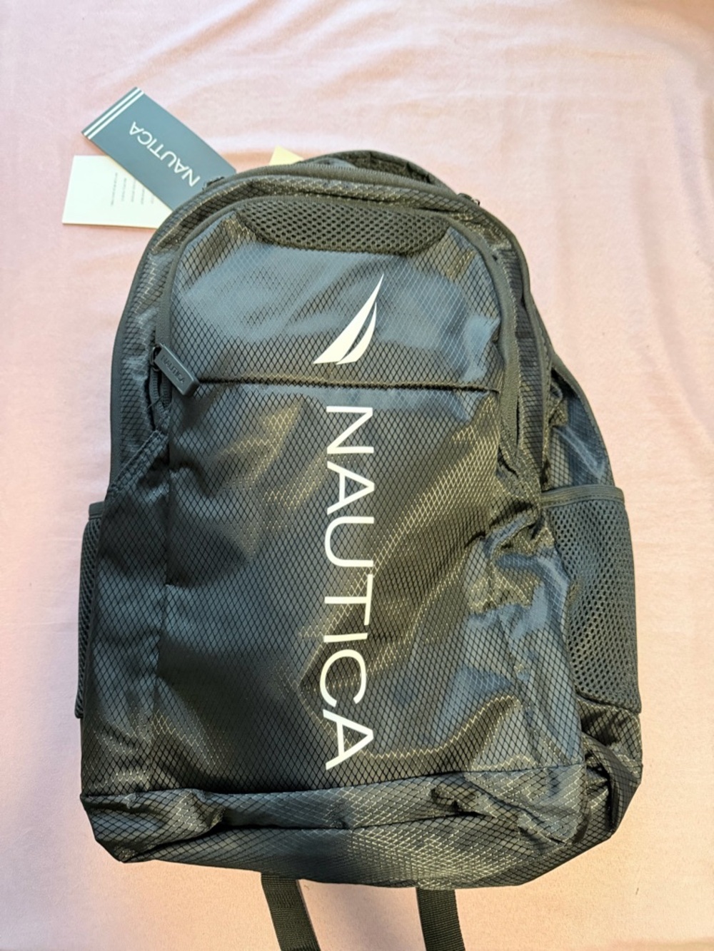 Nautica Black Mesh Logo Backpack